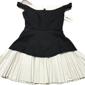 Chic Black and White Off-Shoulder Mini Dress